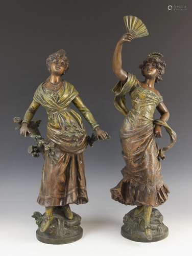 After L & F Moreau, two French cold painted spelter figu...