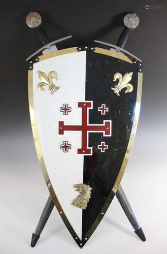 A reproduction Knights Of Jerusalem medieval shield, 78cm hi...