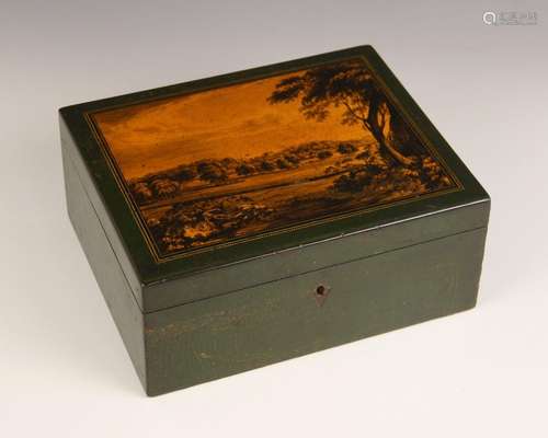 A Mauchline ware rectangular box, late 19th century, the hin...