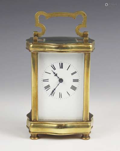 A late 19th century lacquered brass carriage timepiece, the ...