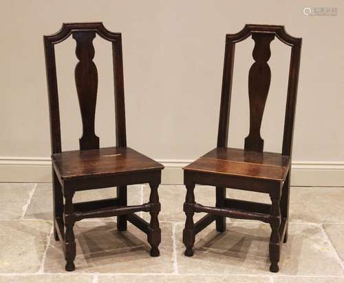 A near pair of oak side chairs, late 17th/early 18th century...