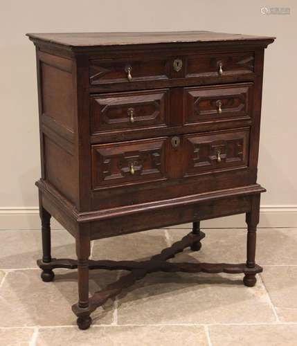 An oak chest on stand, late 17th/early 18th century, the mou...