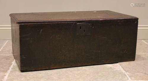 A 17th century oak table top coffer/carriage box of plain re...