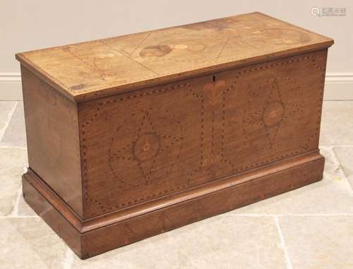 A George III mahogany and inlaid marriage chest, the rectang...