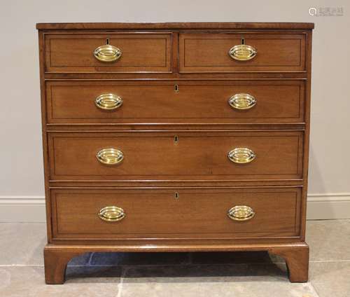 A late Regency mahogany chest of drawers, the rectangular to...