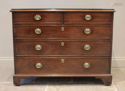 A Regency mahogany chest of drawers, the rectangular top abo...