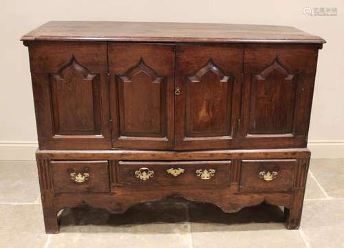 A George III oak mule chest, later converted, the rectangula...