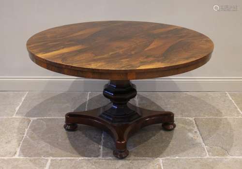 A William IV rosewood breakfast table, the circular tilt top...