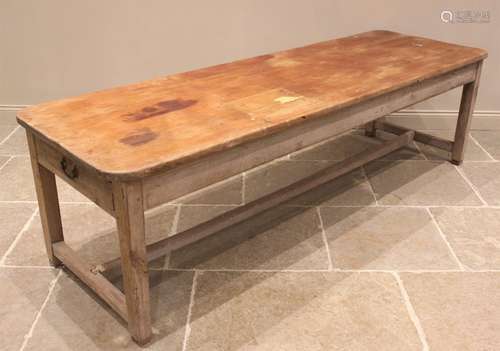 A 19th century pine country house kitchen or scullery table,...