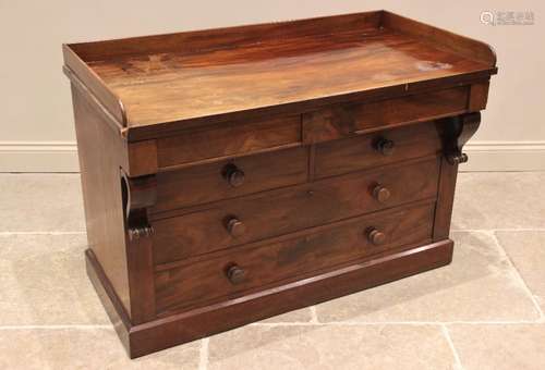 A mid 19th century mahogany tray top chest, the rectangular ...