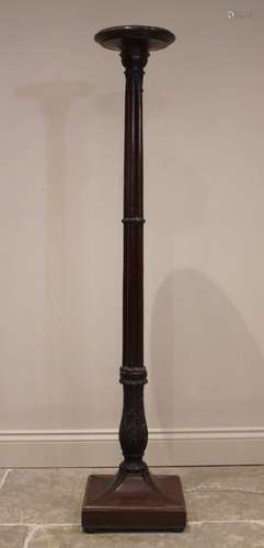 A 19th century mahogany torchere/standard lamp, the circular...