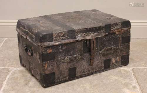 A 19th century studded leather trunk by Gough and Watkins, C...