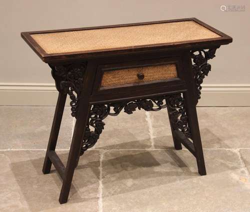 A Chinese influence rattan and hardwood console table, 20th ...