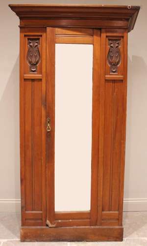 An Art Nouveau satin walnut bachelors single wardrobe, Timbe...