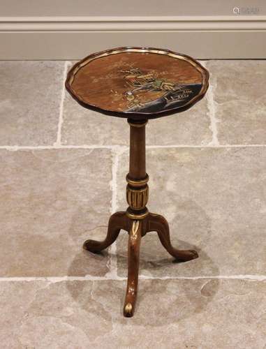 A mahogany chinoiserie wine table, mid 20th century, the cir...