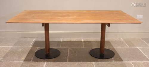 A mid 20th century teak twin pedestal dining table, probably...