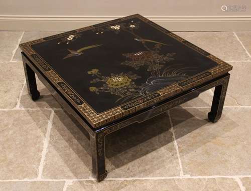 A Japanese black lacquer coffee table, late 20th century, th...