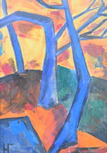 Natalia Goncharova (1881-1962) cubist landscape The Forest b...