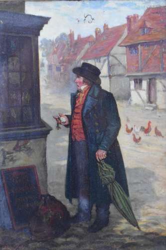 George Fox (1816-1910) oil on canvas man waiting for a stage...