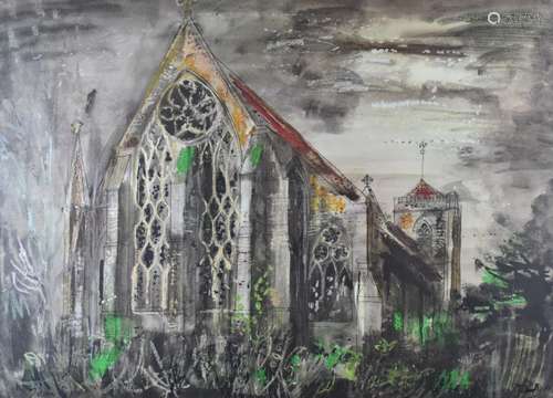 John Piper (1903-1992) print of Dorchester Abbey, in gilt fr...