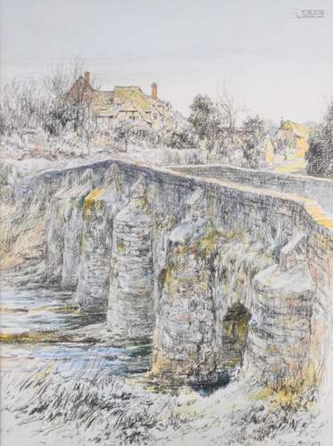 Robert Marley RBA watercolour and pastel The Bridge in Winte...