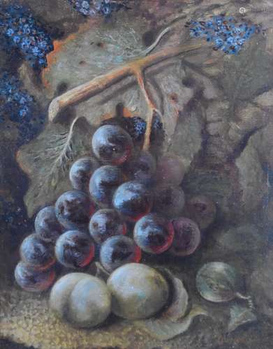 Oliver Clare (1853-1927) oil, still life study of grapes and...