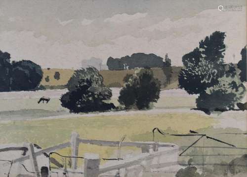 Rowland Hilder (1905-1993) watercolour landscape The Meadows...