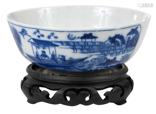 Chinese Underglaze Blue Bowl with Script