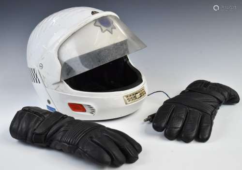 Metropolitan Police motorcycle helmet and a pair of gloves