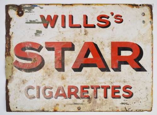 Willss Star Cigarettes double sided vintage enamel advertisi...