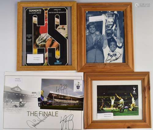 Five signed Tottenham Hotspur football programmes, photograp...