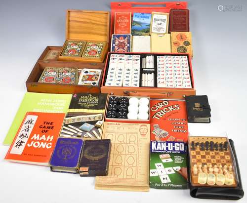 Playing cards and games to include square cornered 19thC par...