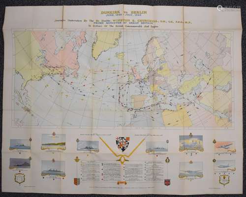 Churchill map Dunkirk to Berlin, June 1940-July 1945, Journe...