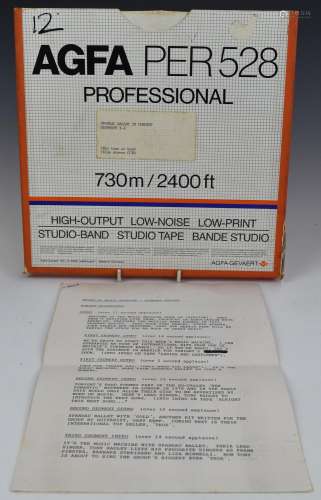 Spandau Ballet tape for radio stations, with cue sheet