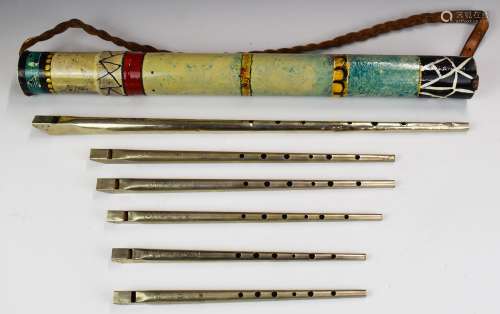 Six Shaw tin whistles comprising A, Bb, Eb, C, D and low D, ...