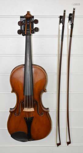 Carlos Fissorie viola with two bows, c1880s, labelled Anno 1...