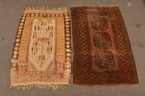 A hanging wool rug, probably Caucases, 170 x 106cm, together...
