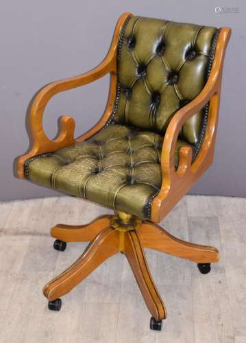 Leather Chesterfield swivel office or captains chair