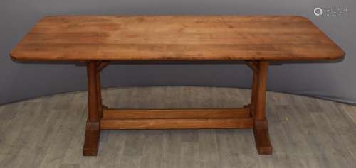 Retro / Arts & Crafts teak refectory dining table and ei...