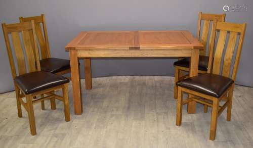 Contemporary solid oak extending dining table W140 x D90 x H...