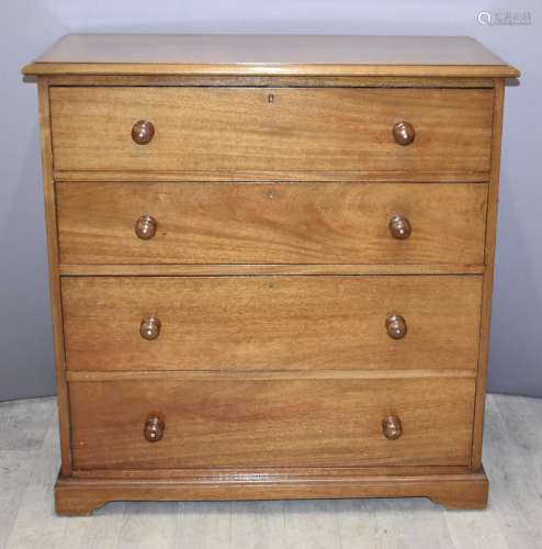 19th or early 20thC mahogany chest of four long drawers, W10...