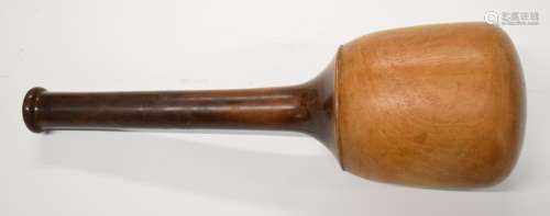 Lignum vitae or similar stonemasons mallet, length 35cm