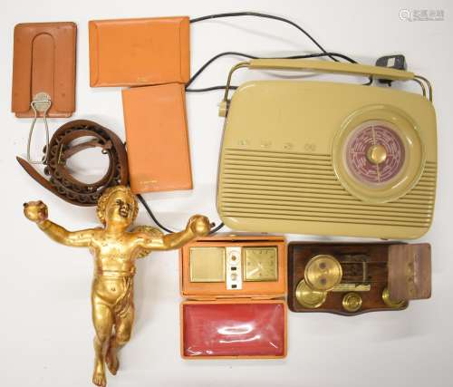 Bush radio, leather goods including travelling mirror Estyma...