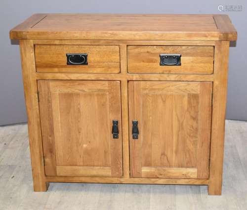 Contemporary solid oak sideboard with two drawers and cupboa...