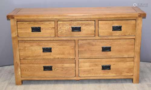 Contemporary solid oak chest of two over four drawers W139 x...