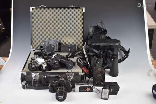 SLR cameras comprising Asahi Pentax MX with 50mm 1:1.4, 135m...