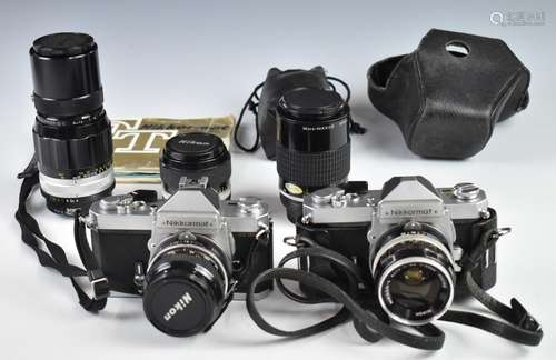 Two Nikon Nikkormat 35mm SLR cameras comprising FT with 35mm...