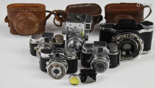 Five miniature or spy cameras comprising Steky, Myco IIIA, C...