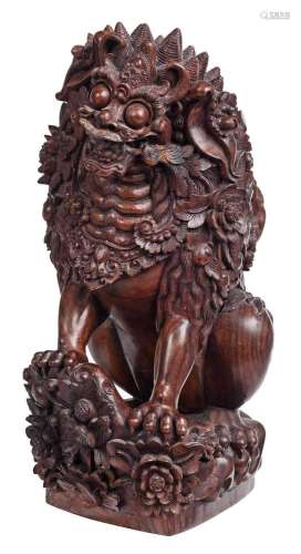 Finely Carved Southeast Asian Hardwood Lion