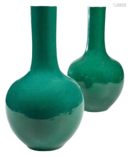 Pair of Chinese Green Glazed Vases